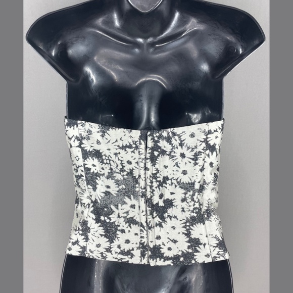 NEW Stella McCartney Corset Shirt Womens Small black gray floral designer top - Picture 7 of 10
